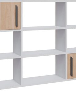 WELL HOME MOBILIARIO & DECORACIÓN Librería,100% Tablero de aglomerado rechapado en melamina, Color Blanco Roble