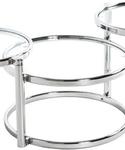 HAKU Mesa de café Cromo, Metal, Vidrio de Seguridad de 5 mm - Dim.: AN 58-140 x AL 43 x P 50 cm, Estilo: Moderno