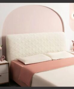 Funda Cabecero Cama Elástica Cubierta de Cabecera Terciopelo Decoración del Dormitorio(Beigewhite,210cm(83inch))