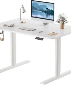 Escritorio para Ordenador Escritorio eléctrico de pie, Escritorio Ajustable en Altura, Soporte de Metal en Forma de T for computadora Escritorio Gaming
