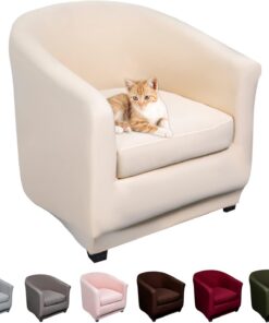 Lydevo Funda de Sillón Elásticas 2 Piezas Funda para Sillón Chesterfield con Funda de Asiento Elegante Cubierta de Sillón Extraíble Lavable Protector para Sillón,Beige