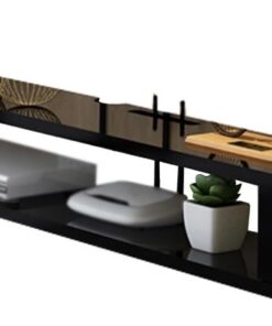 Estantería Para TV Flotante Mueble TV Suspendido Con Cajones De Almacenamiento Mueble TV Mural Consola TV Flotante Con Puertas Abatibles De Vidrio Armario De Almacenamiento Suspendido Salon.(Black,140