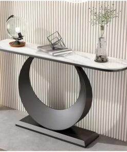 Mesas Consola con Almacenamiento, Escritorio para Pasillo, Mesa Auxiliar Estrecha, Mesa de Entrada, Escritorio Consola Estrecho con Base geométrica, Marco de Metal Decorativo para Sala de es