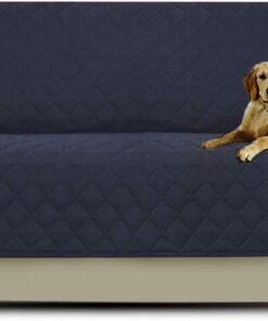 PETCUTE Fundas de Sofa Acolchado Cubre Sofa Protector de sofá para Mascotas Azul Profundo 3 plazas