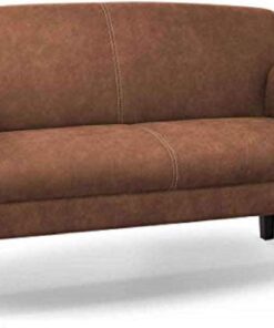 CAVADORE Sofá de 2 plazas Malm, Asiento para Cocina o Comedor en imitación de Piel, Incluye Brazo Ajustable, núcleo de muelles y Costuras de Contraste, 152 x 97 x 78 cm, Microfibra: coñac