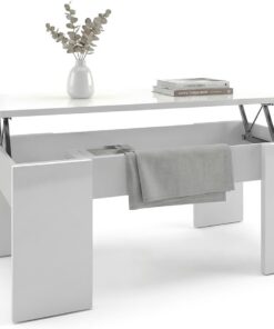 duehome | Mesa de Centro Elevable, Mesita de Salón o Comedor, Modelo Vita, Acabado en Color Blanco Artik, Medidas: 100 cm (Largo) x 50 cm (Ancho) x 45-53 cm (Alto)