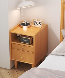 Mesitas de Noche de Madera Maciza, mesita de Noche con cajón de Almacenamiento, mesita de Noche pequeña, mesita de Noche para Dormitorio (Color: Color de Tronco, tamaño: 30 cm/12 Pulgadas)