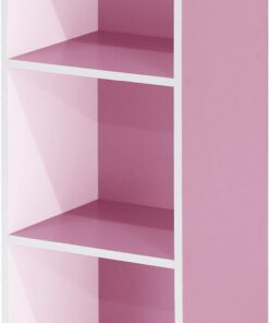Furinno Luder Estantería Abierta Librería de 3 Niveles, Blanco/Rosa