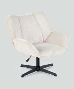 MEUBLE COSY Silla de Oficina Giratoria 360°, Altura Ajustable, Acolchada con Espuma en Tela de Pana, para Escritorio Estudio, sin Ruedas, Beige