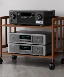 Genérico Soporte AV Moderno de Altura Regulable, Mueble para TV Multifuncional con estantes de Madera, Estante de Audio de Esquina para el hogar, solución de Almacenamiento estéreo de pie.