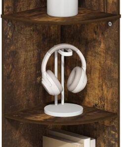 Furinno ECON Estantería Esquinera De 5 Niveles para Libros, Ideal para Organizar Y Almacenar En Sala De Estar Y Oficina En Casa, Color Pino Ámbar
