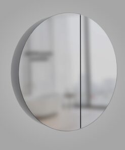 Talos Armario con Espejo para baño Redondo de 60 cm de diámetro, Armario con Espejo de baño con Cuerpo de Aluminio 2 estantes de Cristal