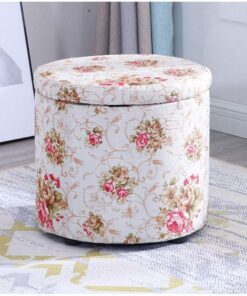 Reposapiés otomano Reposapiés de Lino Redondo Almacenamiento Funcional Taburete para pies Banco de Almacenamiento Cubo Caja de Almacenamiento Asiento tapizado Tapa extraíble (Color