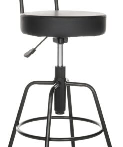 hjh OFFICE Taburete de Bar Disc High de imitación de Cuero Moderno Regulable en Altura, Giratorio, Negro, 729456