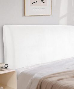 Terciopelo Funda Cabecero Cama, Protector De Cabecero De Cama A Prueba De Polvo, Desenfundable, Universales, Elástico, Tejido Suave, Decoración del Dormitorio(150cm, Blanco)