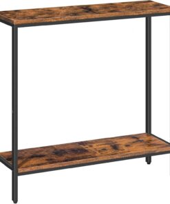 HOOBRO mesa Consola Estrecha con Estante, Mesa Auxiliar 75 x 22 x 75 cm, Pasillo, Exposición, Sofá, Habitaciones Pequeñas, Entrada, Marrón Vintage EBF22XG01