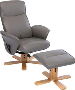 Morris Living The Alexandria - Silla reclinable giratoria con calor y masaje, piel sintética gris