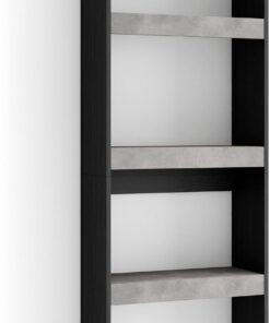 Skraut Home | Librería estantería | Estanteria Libros de Pared | 60x186x25cm | Salón - Comedor - Oficina | con Almacenaje | Estilo Moderno | Cemento