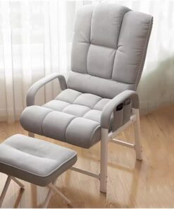 Sillón moderno de mediados de siglo, silla decorativa de tela con reposapiés y otomana, juego para sala de estar, oficina, espacios pequeños, color gris