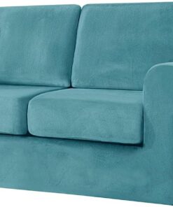 Leomix Fundas de sofá de Terciopelo con Funda de Respaldo separada y Funda de cojín de Asiento, con Protector de Muebles de Fondo elástico para niños y Mascotas,F,Loveseat