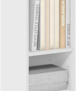 Furinno Fulda De 3 Niveles con Estante De Almacenamiento De 25 Cm De Ancho, 23,5 X 24,8 X 80 Cm, para Sala De Estar, Dormitorio Y Oficina En Casa, Color Blanco