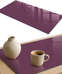 Tapa para Mesa de Centro 100x50 cm | Rectangular | Bordes Pulidos | color púrpura | para la Cocina y Salón | Vetro Temperato | Pies Antideslizantes | con Impresión Decorativa
