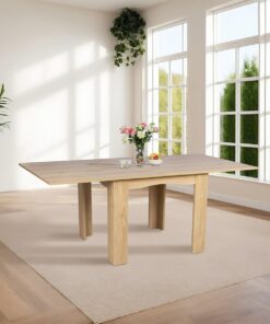 Hallowood Furniture Newquay - Mesa extensible con tapa abatible con efecto de roble, mesa de comedor rectangular maciza, mesa de comedor extensible, mesa plegable, mesa de cocina para el hogar y