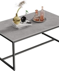 FATIVO Mesa de Centro Piedra Sinterizada 100x60x40cm Gris | Mesa centro con carga máxima de 150kg, ideal como mesa auxiliar para salón, oficina, cafetería o restaurante