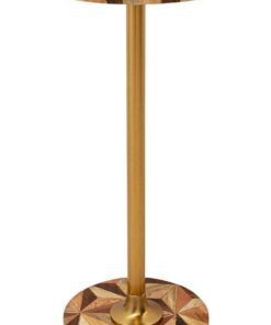 Kare Design Domero Geo Mesa Auxiliar, Oro/marrón, Redonda, Mesa de salón para sofá, Estructura de Acero, Mesa de Centro, diámetro 25cm, 50x25x25cm (A/A/P)