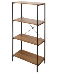 AKTIVE MAX Home Estantería almacenaje, 60x30x120 cm, 4 estantes, Acero y Madera, Fácil Montaje, Resistente, Duradera, Refuerzo Cruzado, Muebles salón, Estanterías Madera, Librería (18455)