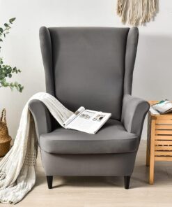 Funda para sillón orejero de 1 Asiento elástica Fundas de sillón con Orejas 2 Piezas Cubre Sillón Fundas para sillas con Respaldo de alas Gris Oscuro