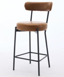 Garvee - Juego de 2 taburetes de Bar (76 Cm, con Asiento y Respaldo Acolchados, Base de Metal Resistente para Cocina, Comedor o Bar, Color marrón
