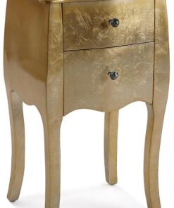 Versa Cagliari Mesilla de Noche Mesa pequeña o Auxiliar para el Dormitorio o Salón, con 2 cajones, Medidas (Al x L x An) 71 x 35 x 40 cm, Madera, Color Dorado