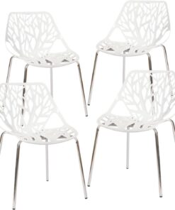 CangLong Pack de 4 Sillas de Comedor Ergonómicas y Versátiles, Diseño Nórdico, Gran Estabilidad y Capacidad de Carga, Sillas para Comedor, Cocina, Salón, Blanco