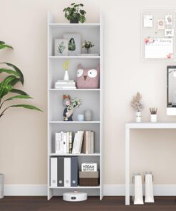 Hzuaneri Librería Estantería 6 Niveles, 24 x 48 x 170cm, Blanco | para Salón, Estudio, Oficin, Dormitorio, Estilo Escandinavo, 24 x 48 x 170 cm, Blanco 01103XBC