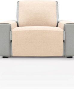 FAVERTI® Cubre Sillón 1 Plaza o sillón Relax de 55 cm | Modelo PEGO | Natural | Chenilla Tacto Extra Suave, Protector sillón de Calidad Hecho en España con Material Reciclado