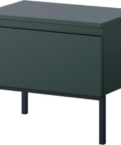 Selsey Mesita De Noche con Cajón 43 x 49 cm Mesilla De Noche con Patas Negras para Dormitorio Salón Verde Oscuro Bemmi