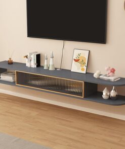 Mueble de televisión mural Mueble tv suspendido soporte de televisión flotante moderno consola multimedia Muebles de tv mural con puerta abatible gabinete de almacenamiento para el salón pequeño.(Gray