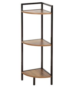 AKTIVE MAX Home Estantería esquinera, 24x24x80 cm, con 3 Niveles, Acero Negro, Madera, Almacenaje, Fácil Montaje, Muebles salón, Dormitorio, Cocina, Estanterías hogar, Decoración,(18453)