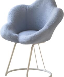 Taburete de Maquillaje Multifuncional, Silla de tocador, Silla de Belleza, Giro de 360°, Altura Ajustable, para dormitorios, tocadores y decoración de Belleza,Azul,White Base
