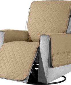 Fundas de sillón reclinables, sofá de 1 plaza antideslizante para sillones, silla, cubre suave, protector lavable en casa para niños y mascotas, pequeño (color arena)