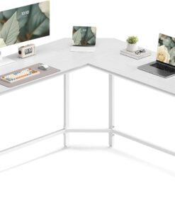VASAGLE Escritorio, Mesa de Ordenador en Forma de L, 140 x 140 x 76 cm, Escritorio Esquinero, Ahorra Espacio, para Oficina Casa, Juegos, Fácil de Montar, Blanco Arce LWD073W01V1