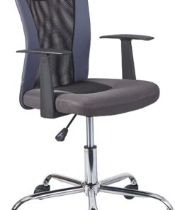 Inter Link - Silla giratoria infantil - Silla giratoria de oficina - Silla de oficina ergonómica - Silla de oficina - Altura regulable - Transpirable - Gris y negra - Donny