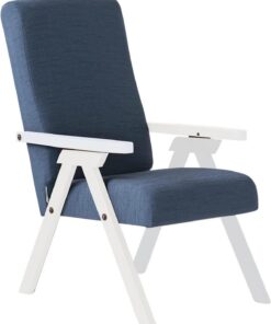 ESSEGI Sillón de Madera FIAMMETTA SRL Relax reclinable Tejido Azul Lacado Blanco desenfundable