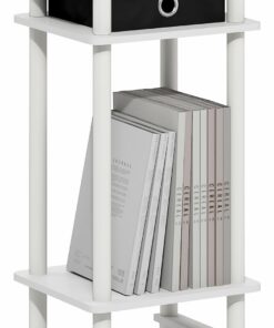 Furinno Turn-N-Tube - Mesa Auxiliar de 3, Estrecha y Moderna con contenedor de Almacenamiento, mesita de Noche con Estante Abierto, mesita de Noche, Montaje sin Herramientas, para Sala