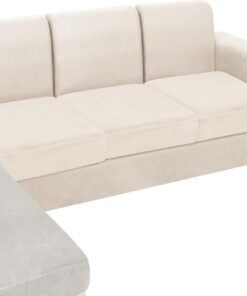 NAISI Fundas de cojín para sofá, 3 piezas, fundas elásticas de terciopelo para asiento o respaldo, fundas individuales suaves para sofá modular (3 piezas para cojín de 3 asientos, beige)