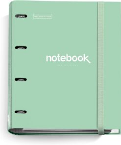 Miquelrius - Carpebloc A4 Emotions, Carpeta Archivador 4 anillas A4 + Recambio hojas cuadriculadas, Papel 90 g/m², Cierre goma, Carpesano cartón verde menta