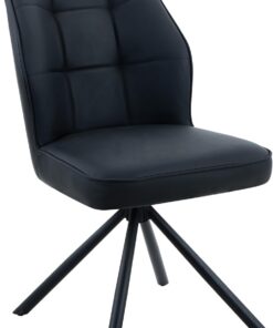 Hela Tische, Silla de Comedor Braga, Funda de Piel auténtica Negra (Top Grain), Ancho del Asiento XL, Giratorio 360°, Silla de Cuatro pies, Estructura de Tubo Redondo, soporta 120 kg