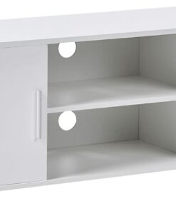 Mueble TV Moderno con Puertas gestión de Cables Patas de Metal MDF Blanco Chilliwack