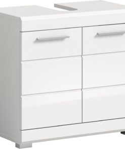 xonox.home Armario para Debajo del Lavabo para Cuarto de baño, Color Blanco Brillante, 60 x 56 x 34 cm